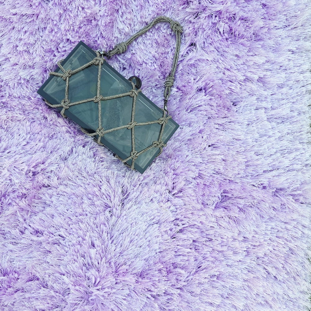 ANTONIO MELANI Blue and Gray Quilted Clutch